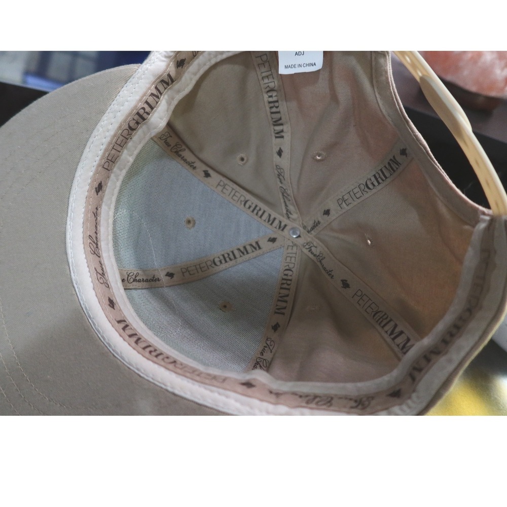 Peter Grimm Tan Snapback Hat Oval Logo Patch Flat Brim Adjustable Cap Mens OSFM - Picture 5 of 6
